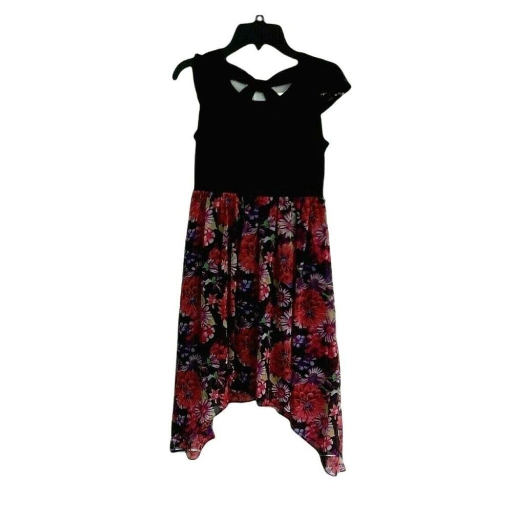 Disorderly Kids dress size 12 floral lace asymmetrical hi low type hem